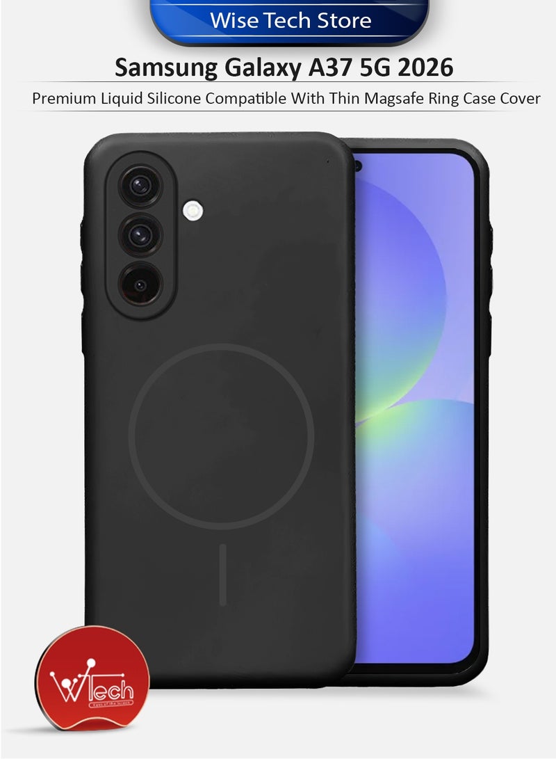 دبليو تيك سامسونج جالاكسي A37 5G 2026 غطاء حماية من السيليكون السائل الفاخر متوافق مع حلقة Magsafe الرقيقة (MCMPMN) - أسود - Image 1